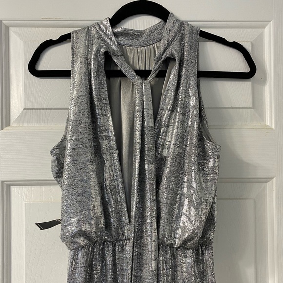 New York & Company Silver Foil Halter Jumpsuit - Picture 5 of 9